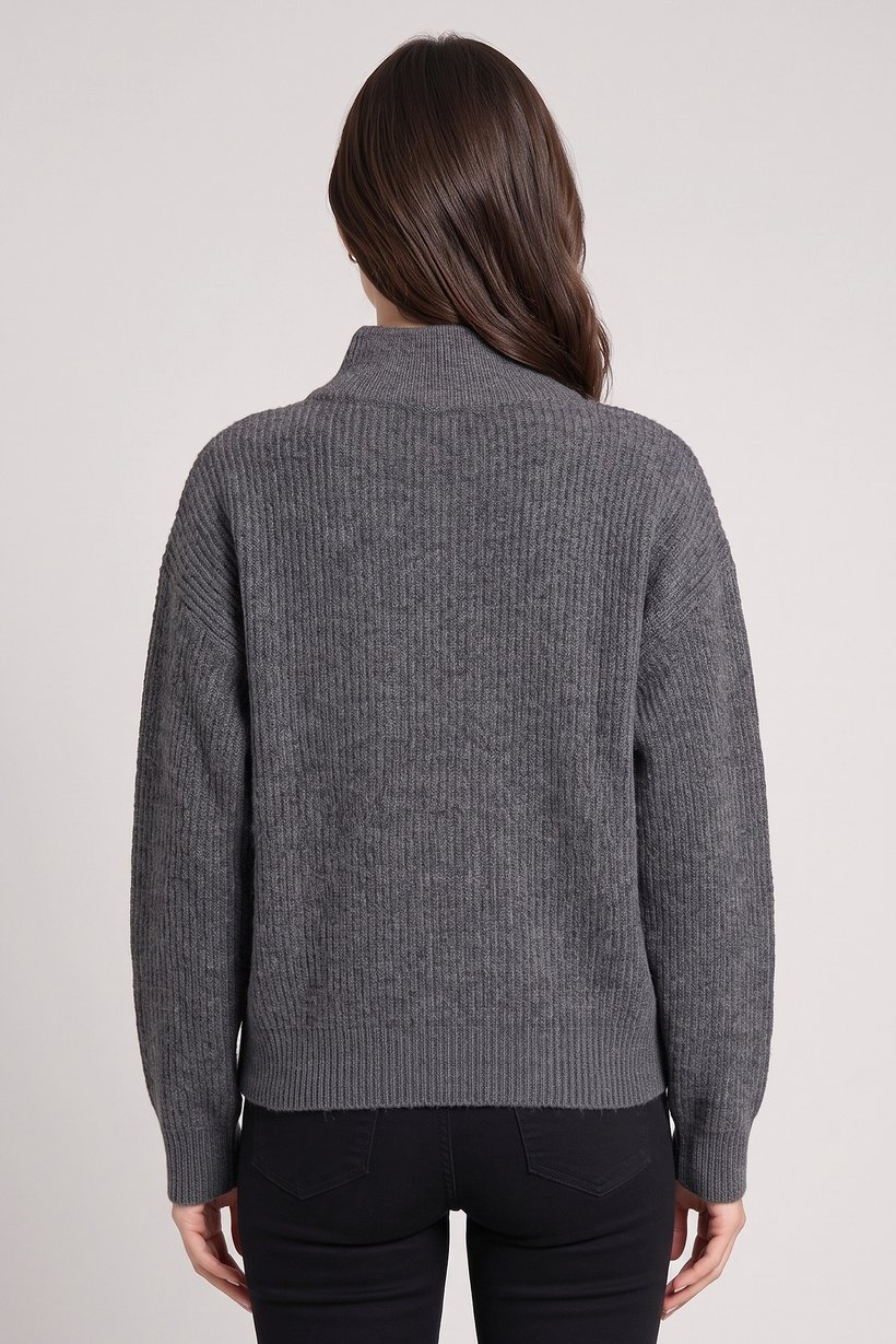 Women Knitted Long Sleeve Sweater, Grey
