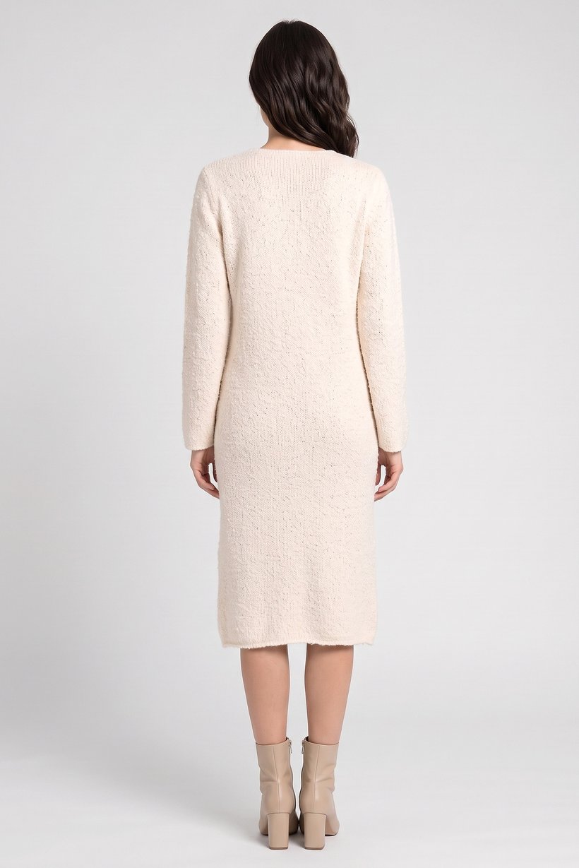 Women Textured Midi Dress, Cream