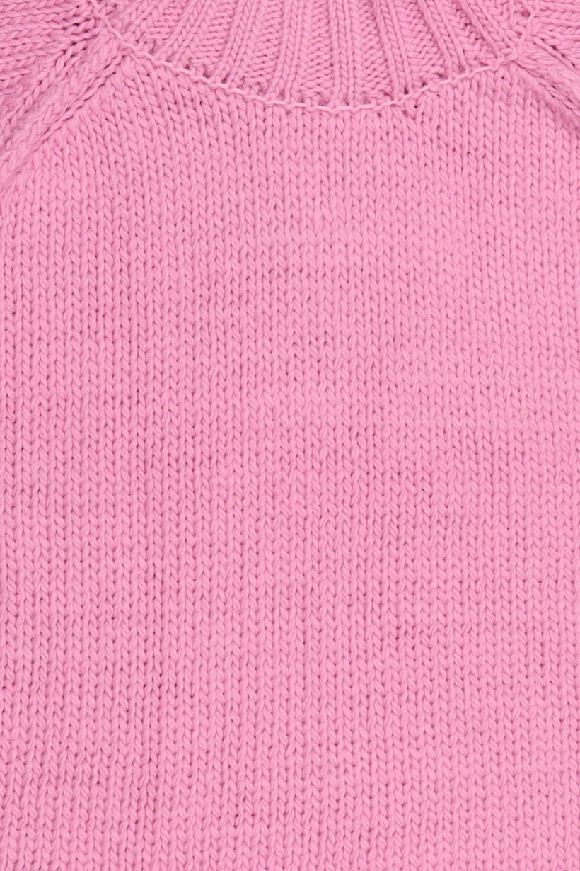 Women High Neck Crochet Sweater, Pink