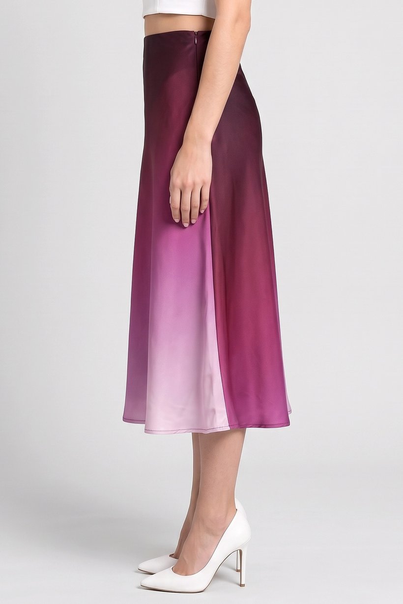 Women Ombre Midi Skirt, Multicolor