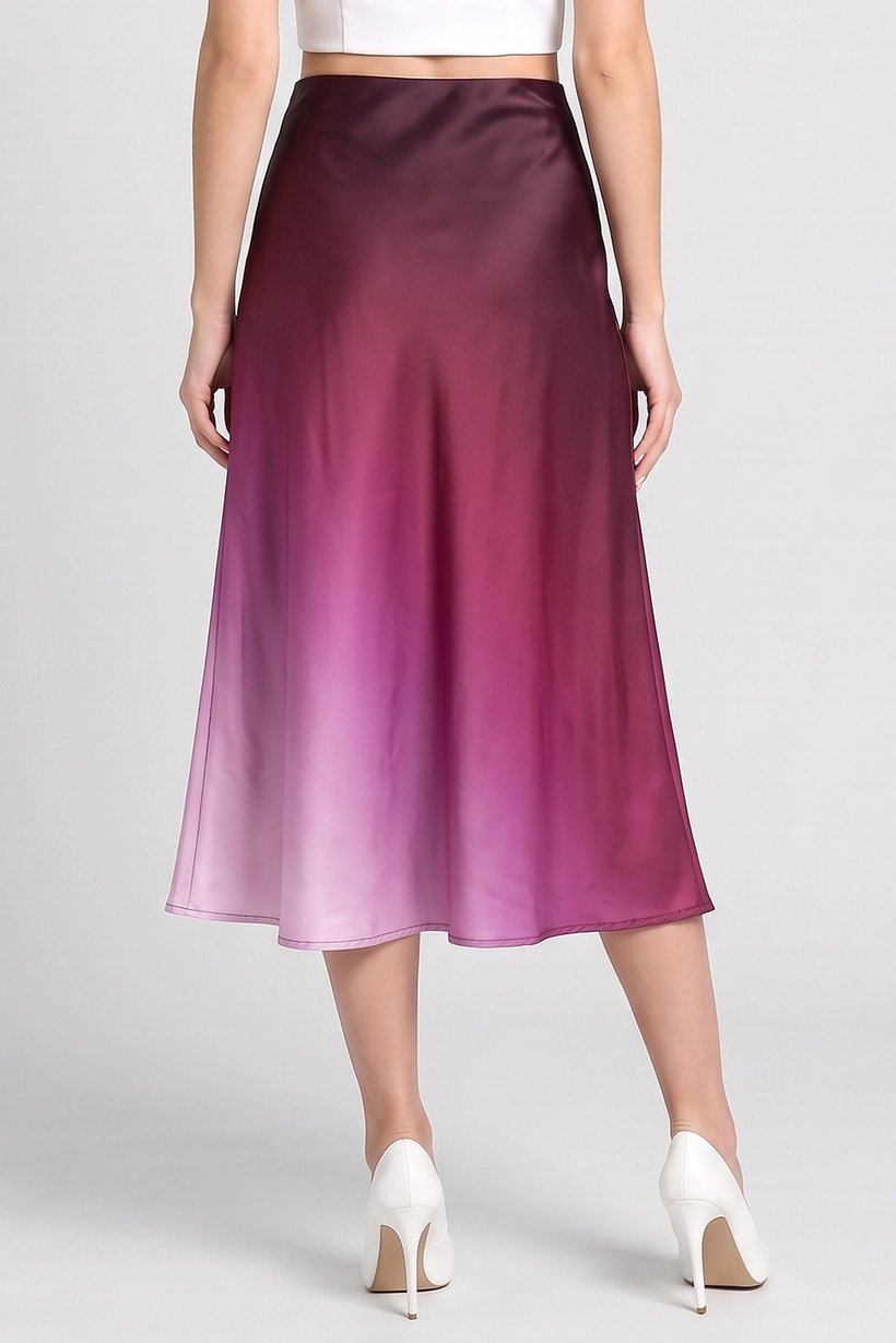 Women Ombre Midi Skirt, Multicolor