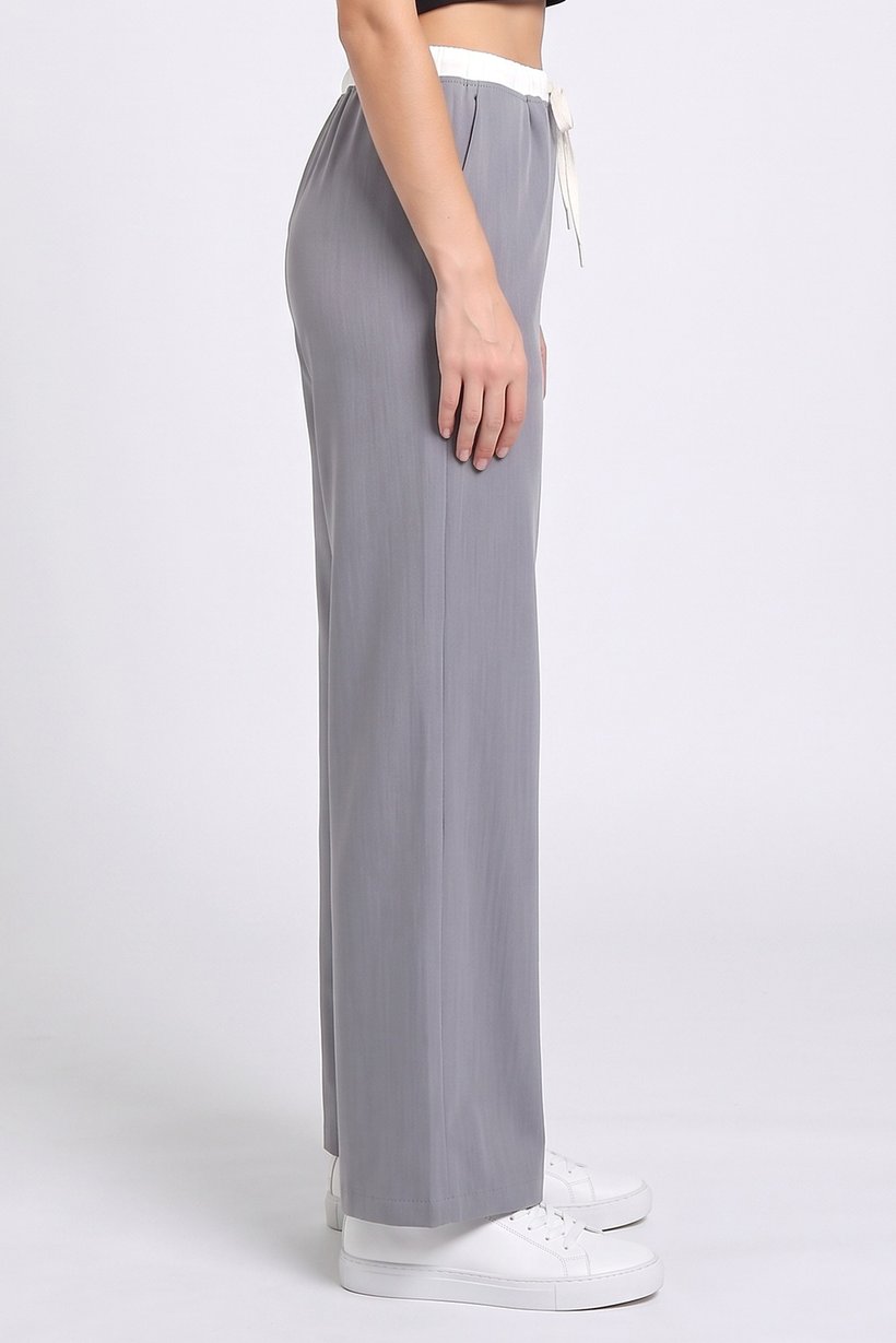 Women Regular Fit Solid Straight Leg Pants, Grey