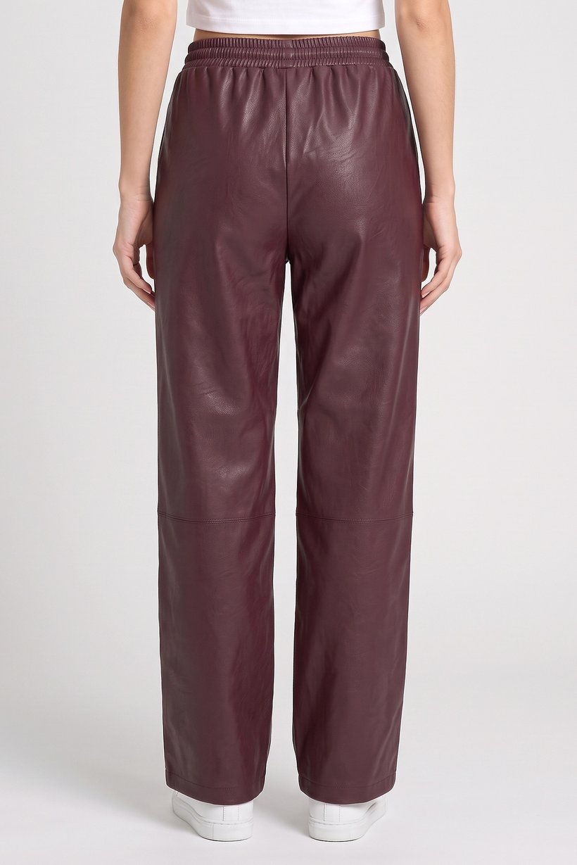 Women Regular Fit Solid Wide Leg Pants, Maroon