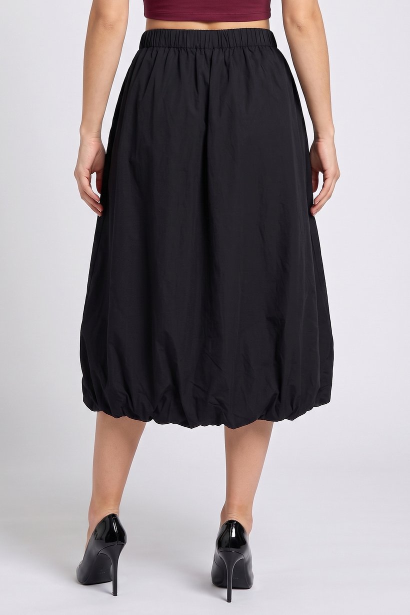 Women Solid Midi Skirt, Black