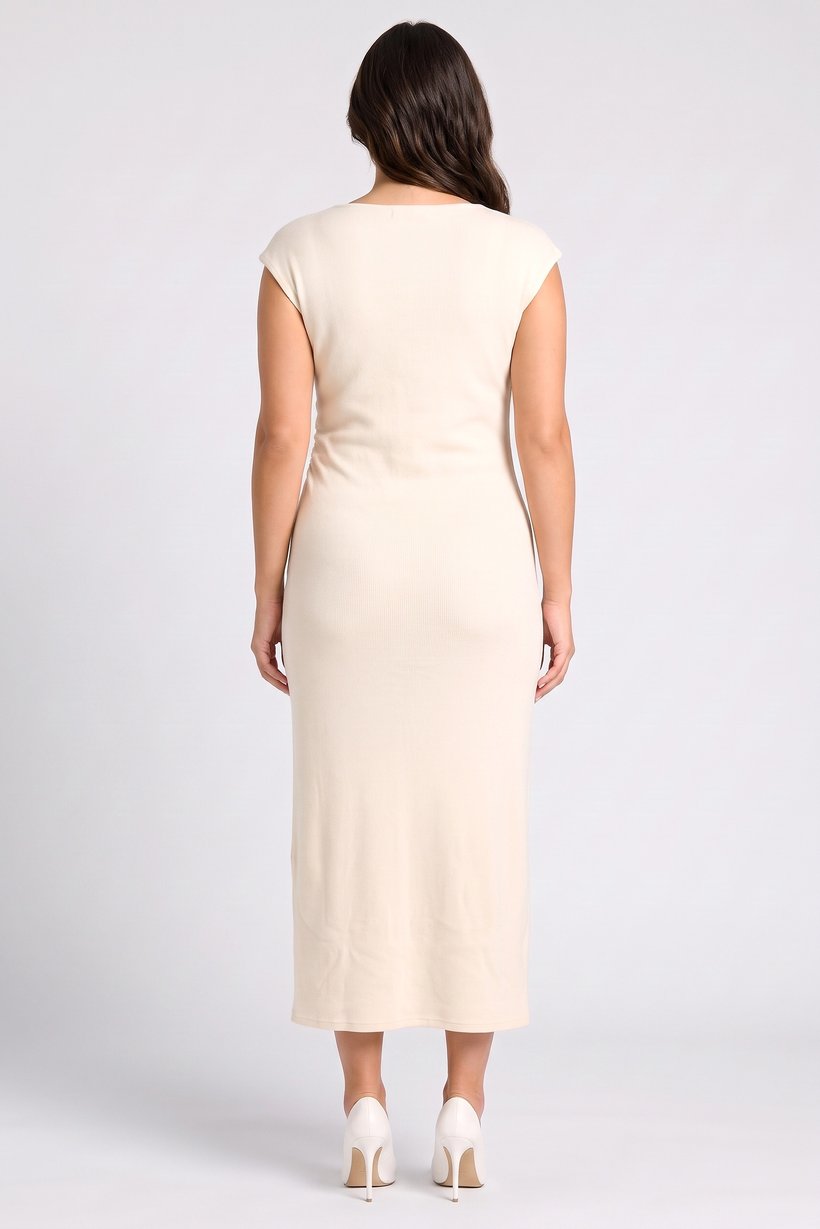 Women  Knitted Maxi Dress, Cream