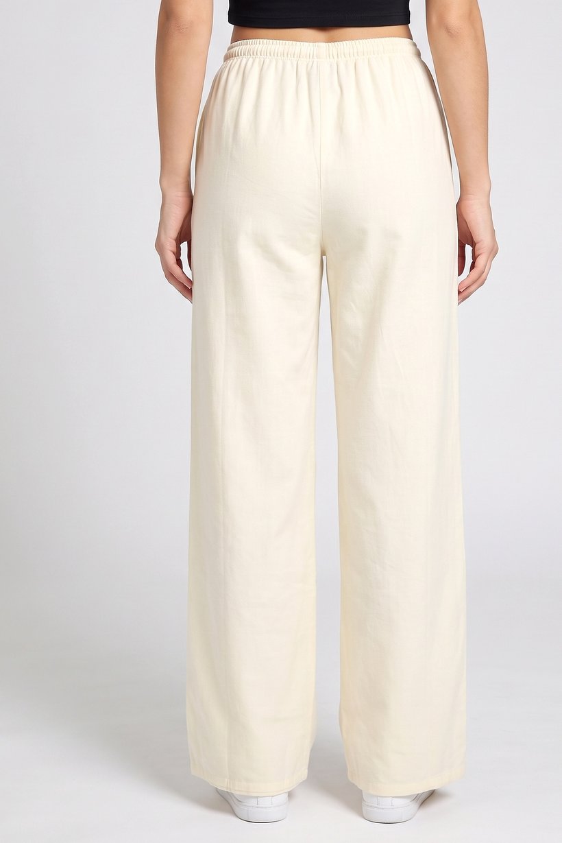 Women Regular Fit Solid Wide Leg Pants, Yellow