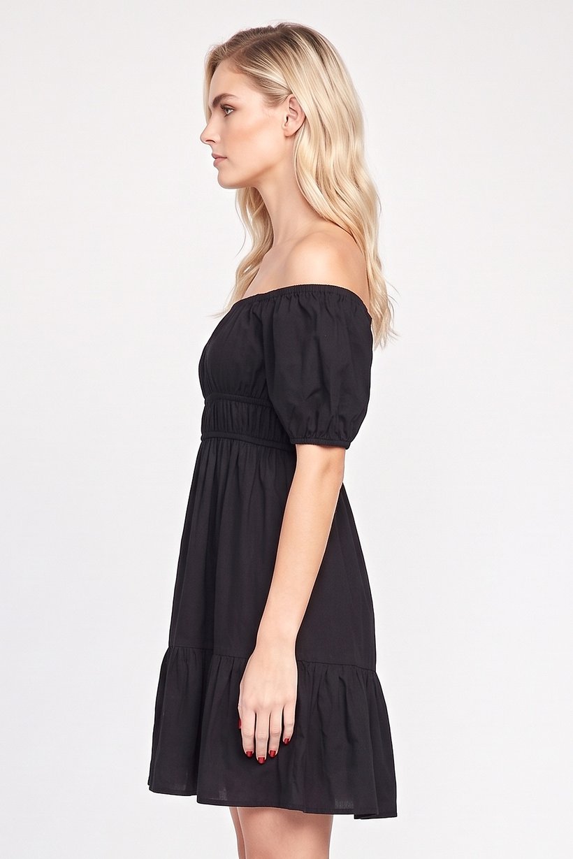 Women Solid Mini Dress, Black