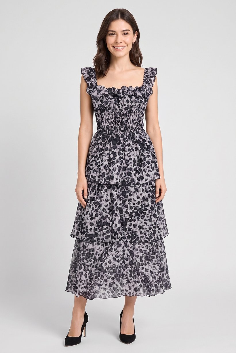Women Animal Print Maxi Dress, Multicolor
