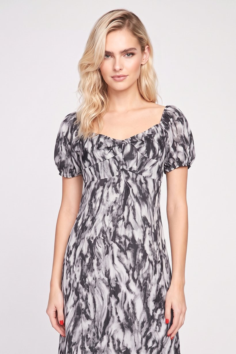 Women Abstract Print Midi Dress, Multicolor
