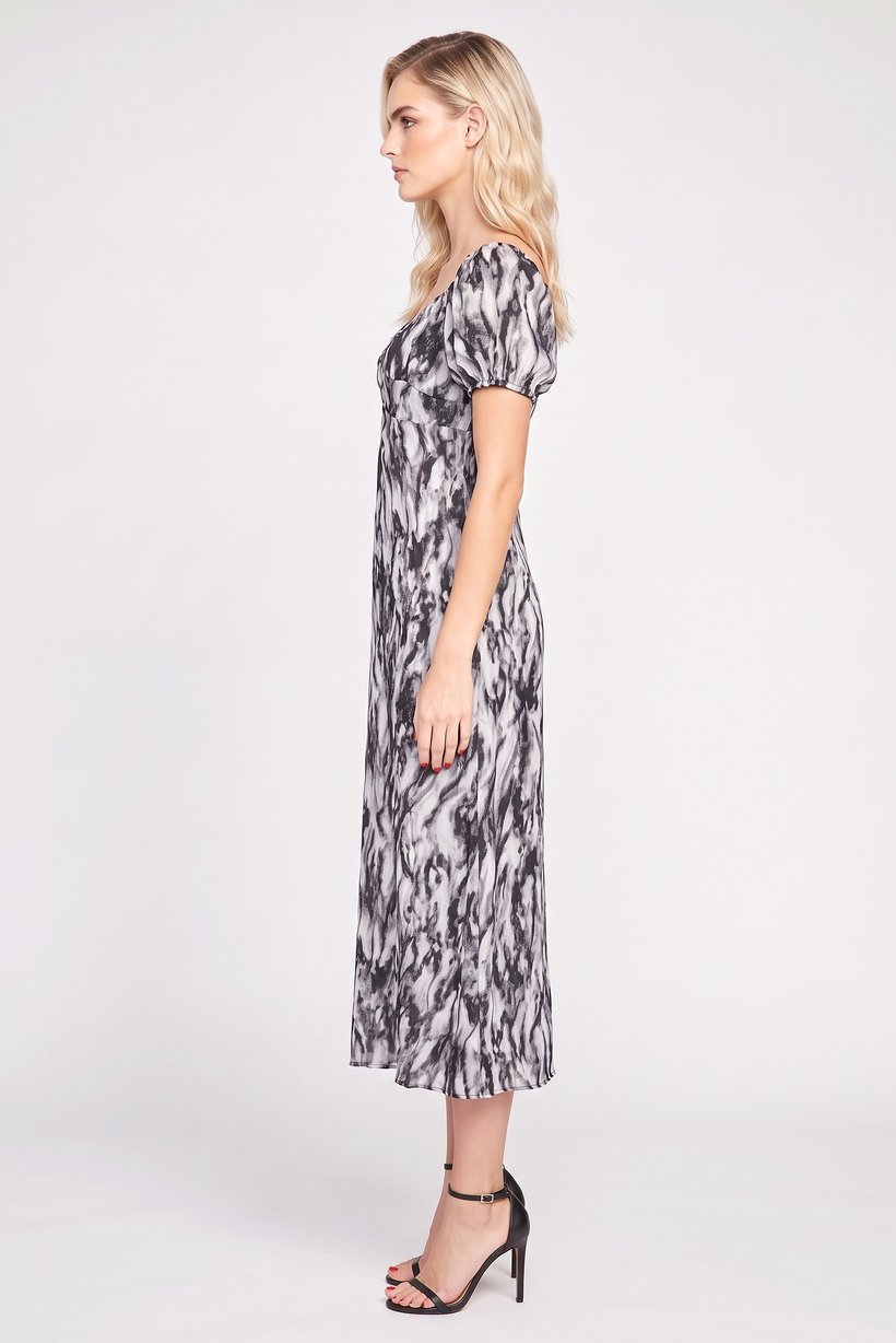 Women Abstract Print Midi Dress, Multicolor