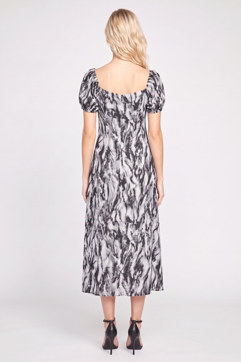Women Abstract Print Midi Dress, Multicolor