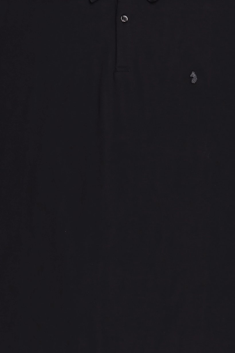 Men Regular Fit Brand Logo Short Sleeve Polo Shirt, Black