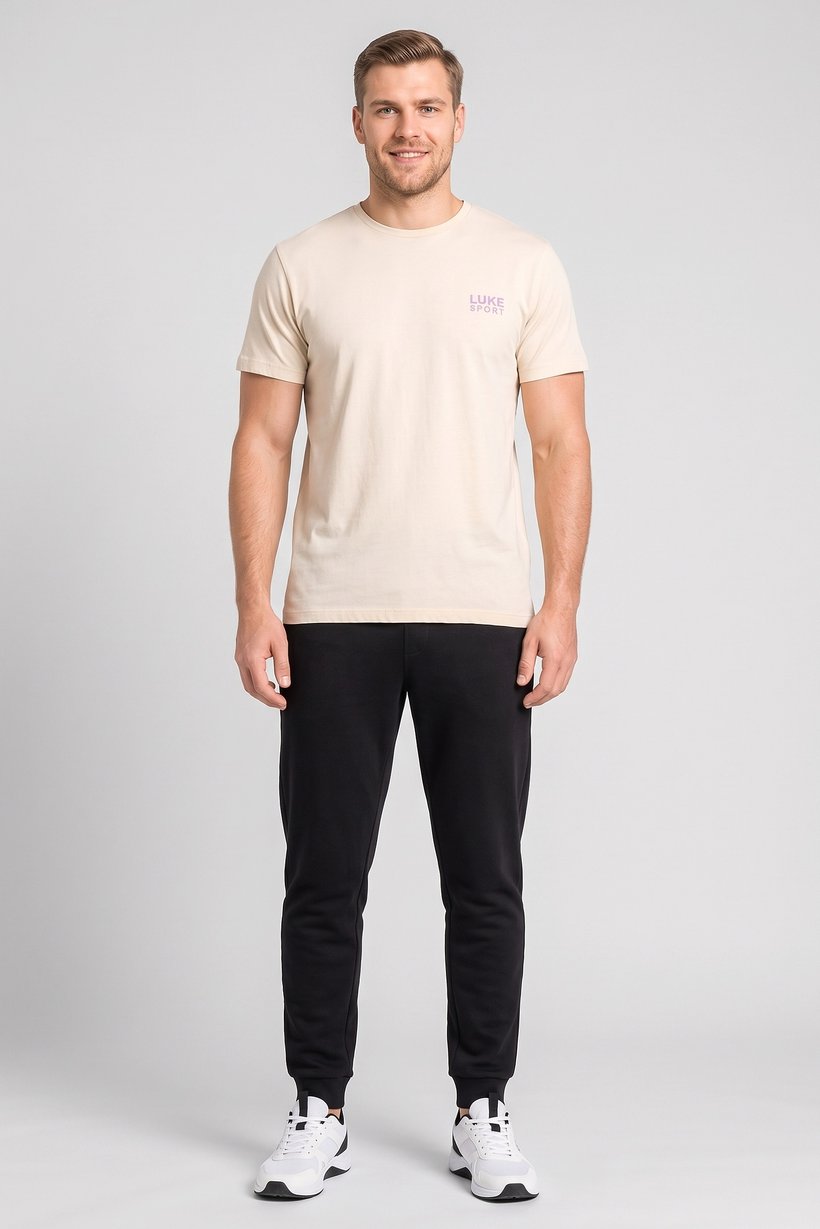 Men Sportswear Fit Short Sleeve Outdoor T-Shirt, Biege