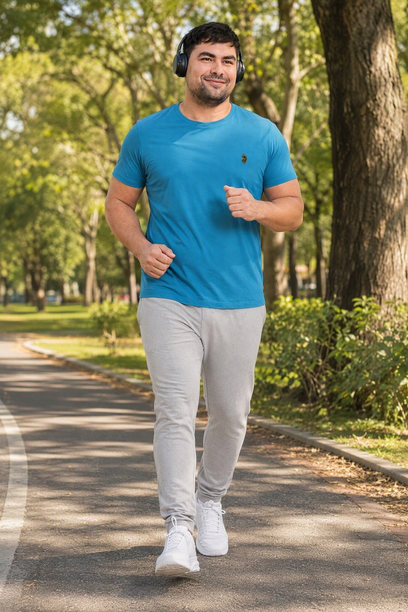 Men Sportswear Fit Short Sleeve Outdoor T-Shirt, Blue