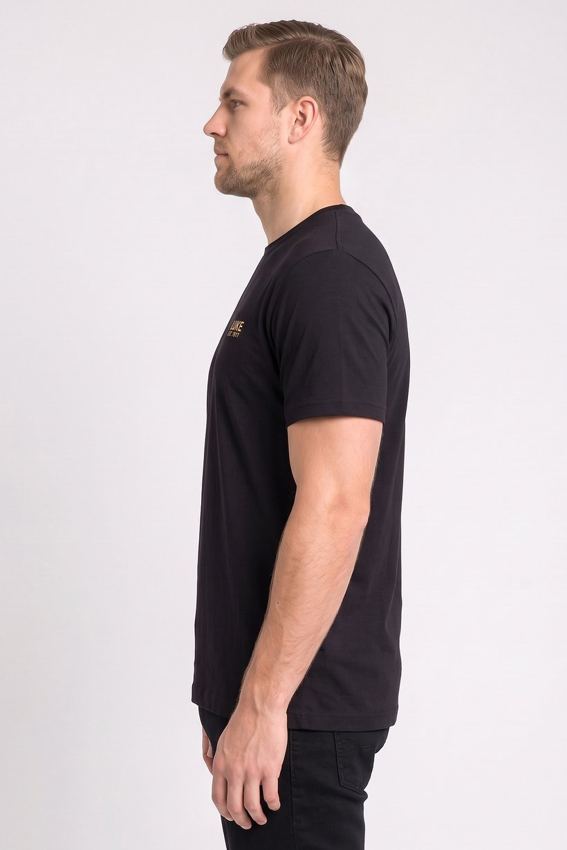 Men Crew Neck Short Sleeve Graphic Print T-Shirt, Black