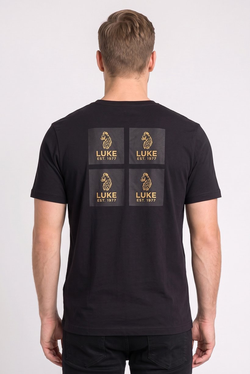 Men Crew Neck Short Sleeve Graphic Print T-Shirt, Black