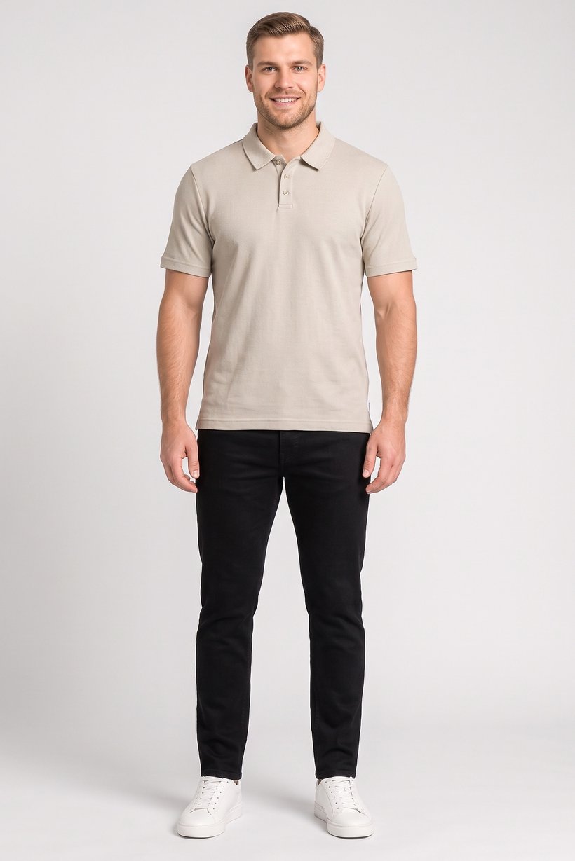 Men Regular Fit Textured Short Sleeve Polo Shirt, Light Sage