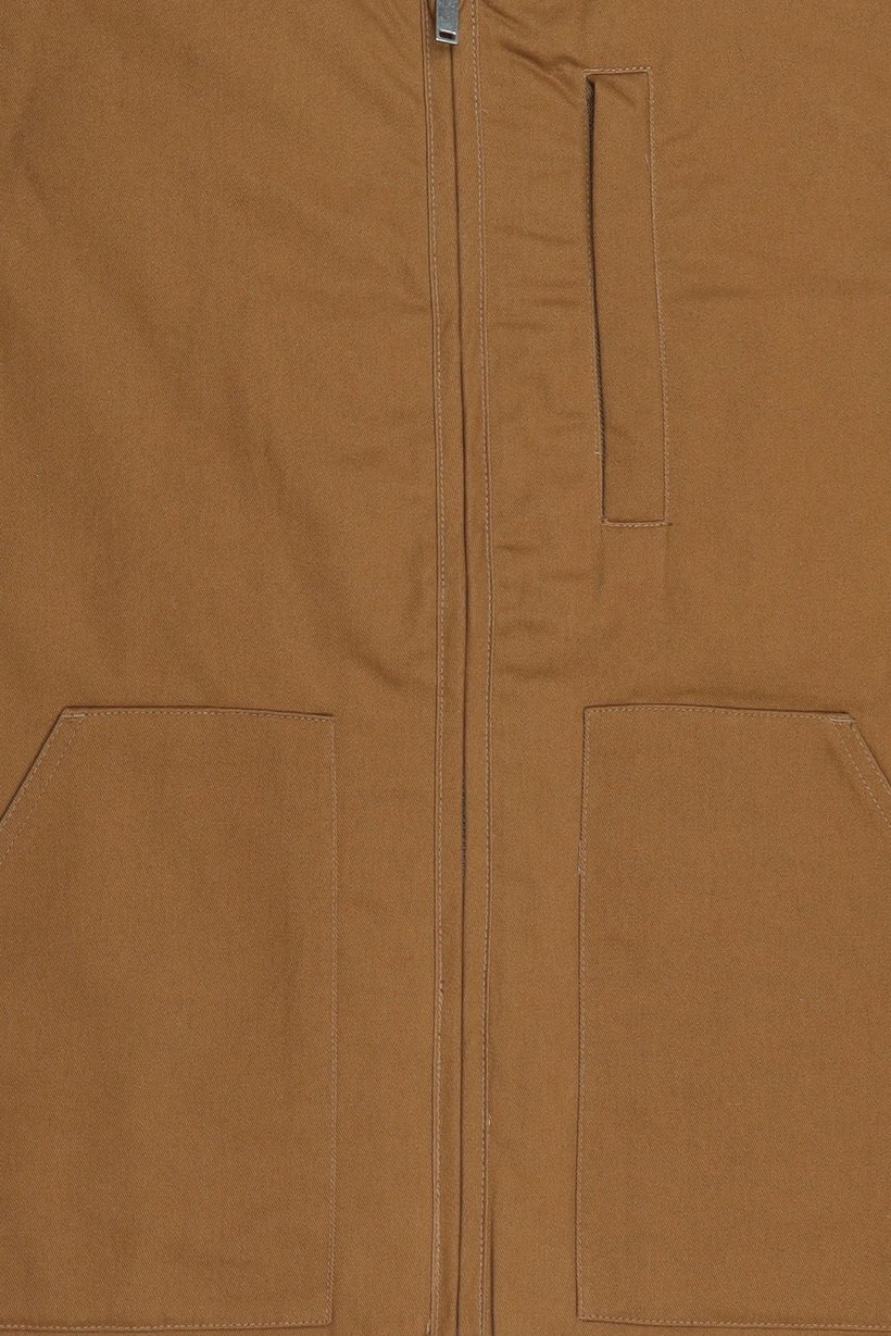 Men Solid Vest Jacket, Dark Tan