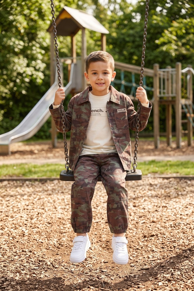 Kids Boy 3 Pcs Camouflage Long Sleeve Shacket And T-shirt With Pants Set, Multicolor