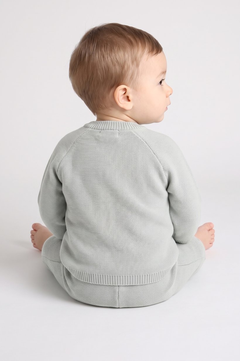 Toddlers Boy 2 Pcs Embroidered Sweater And Pants Set, Sage Green