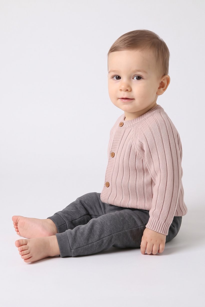 Toddlers Boy Long Sleeve Knitted Cardigans, Light Tan