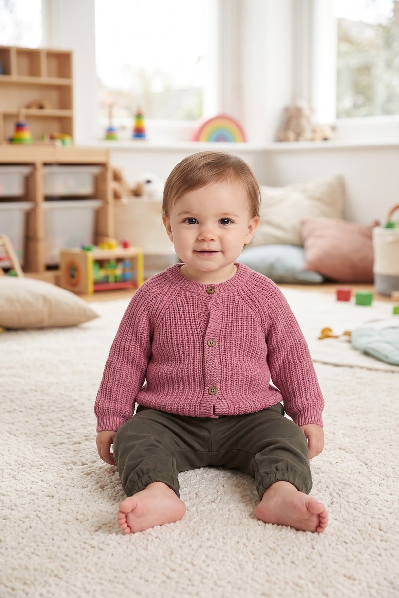 Toddlers Girl Long Sleeve Knitted Sweater, Pink
