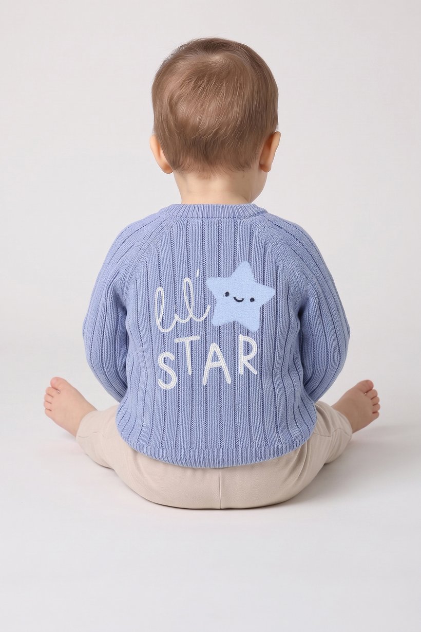 Toddlers Boy Long Sleeve Knitted Sweater, Blue
