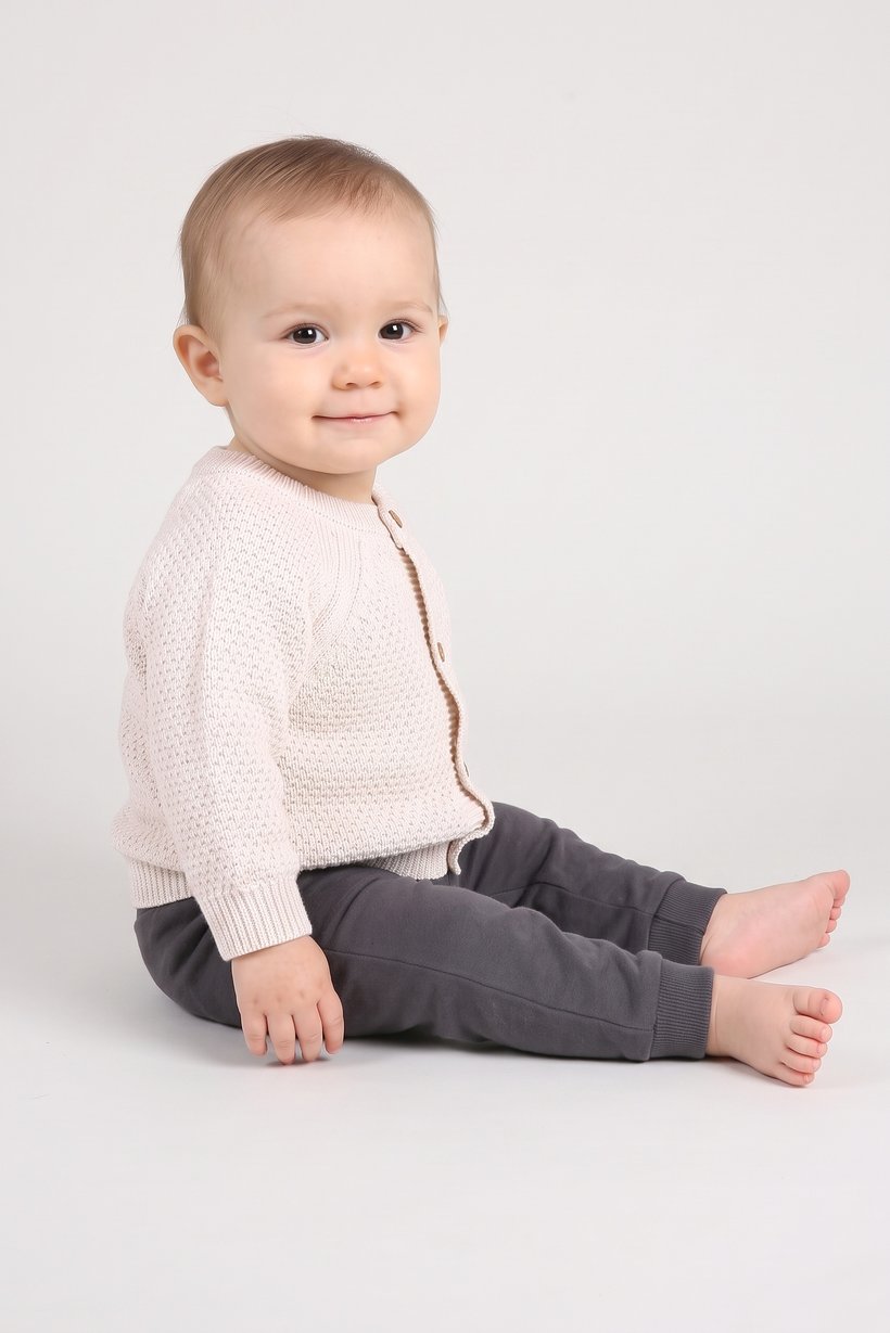 Toddlers GIrl Long Sleeve Knitted Sweater, Cream