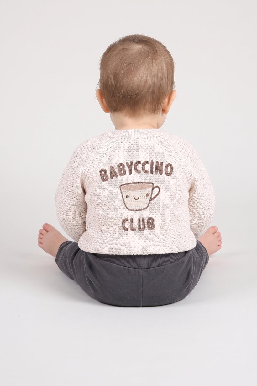 Toddlers GIrl Long Sleeve Knitted Sweater, Cream