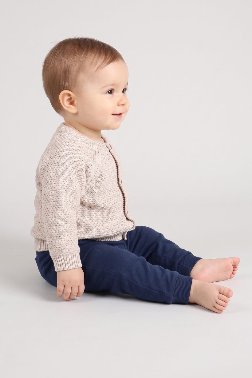Toddlers Girl Long Sleeve Knitted Cardigan, Beige