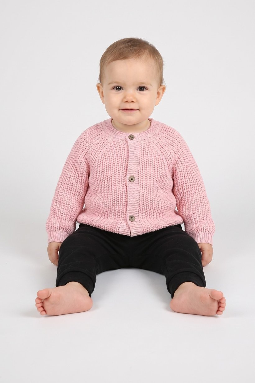 Toddlers Girl Long Sleeve Knitted Cardigan, Light Pink