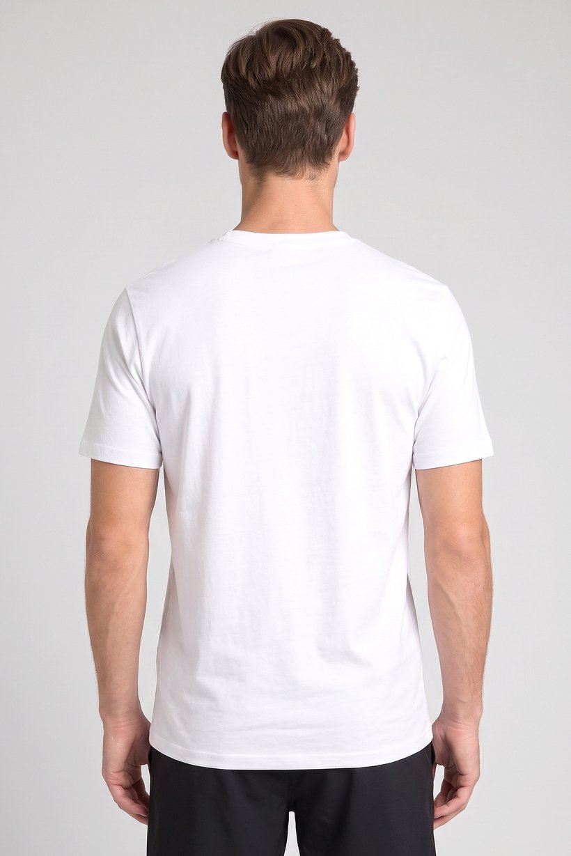 Men Crew Neck Short Sleeve Brand Logo T-Shirt, White