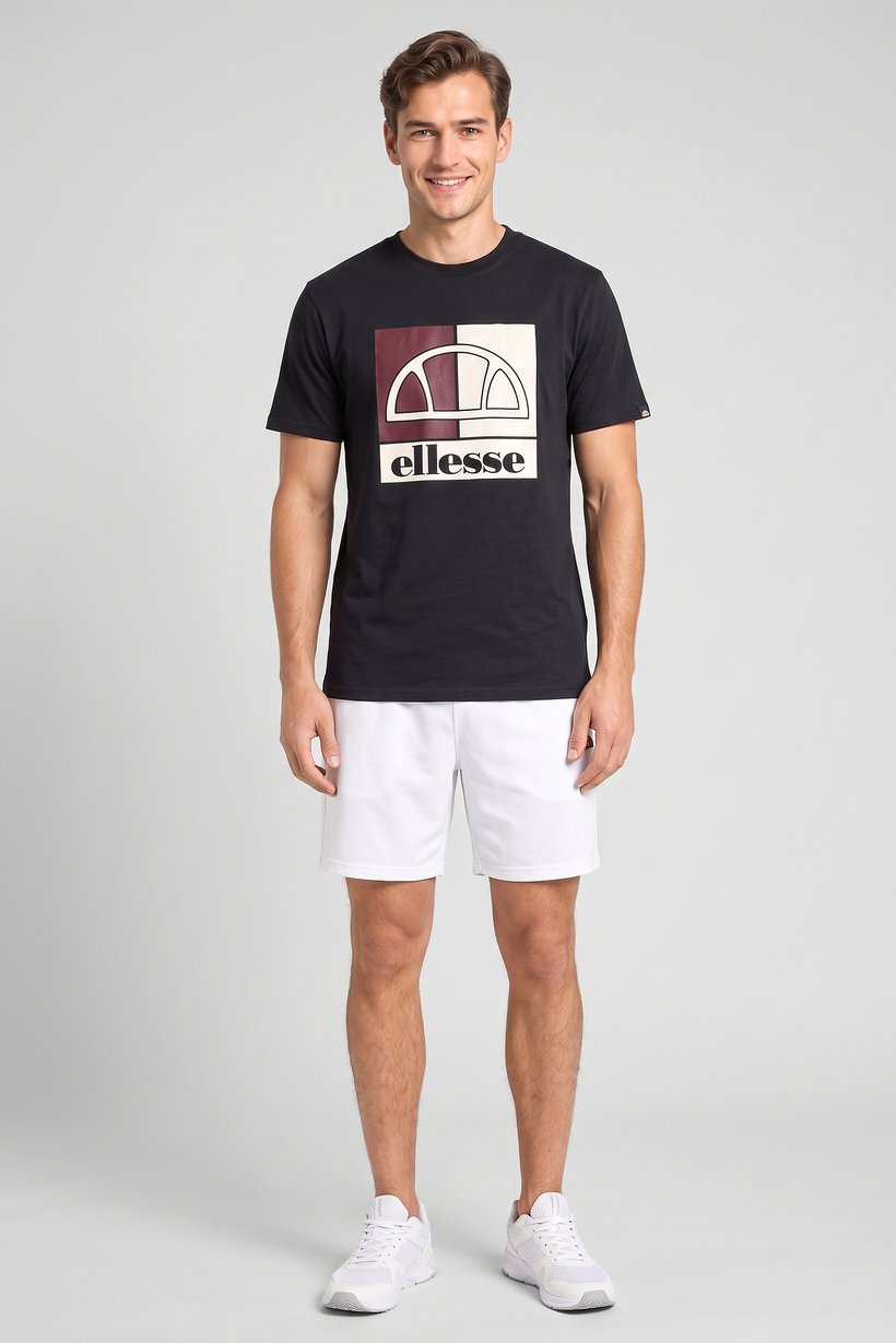 Men Crew Neck Short Sleeve Brand Logo T-Shirt, Black