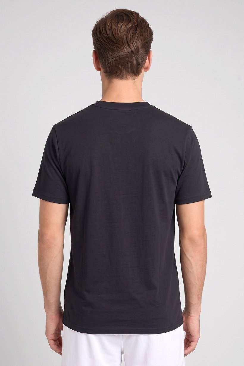 Men Crew Neck Short Sleeve Brand Logo T-Shirt, Black