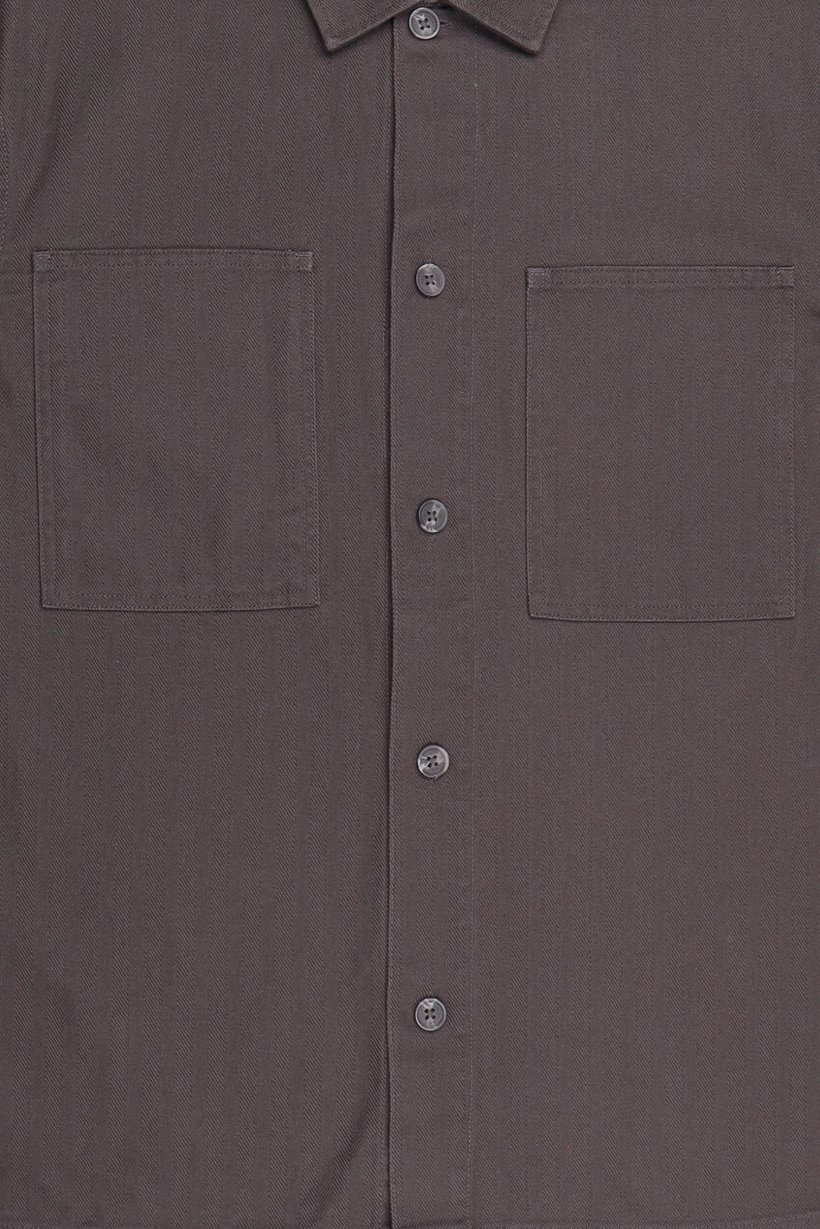Men Regular Fit Long Sleeve Solid Jacket Shirt, Dark Grey