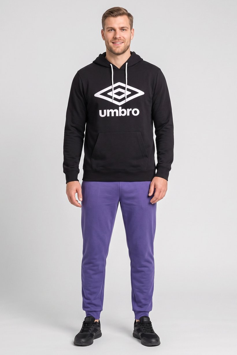 Men Sportswear Fit Brand Logo Outdoor Hoodie, Black