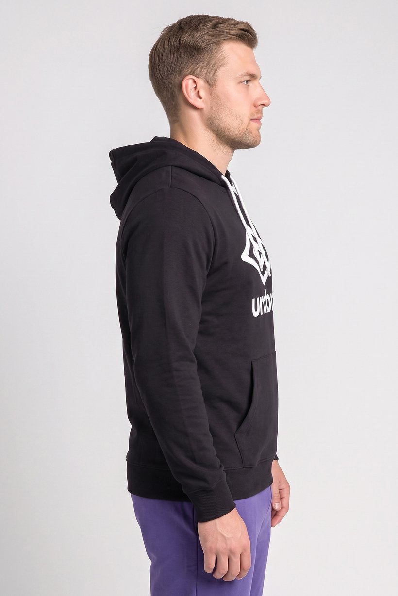 Men Sportswear Fit Brand Logo Outdoor Hoodie, Black