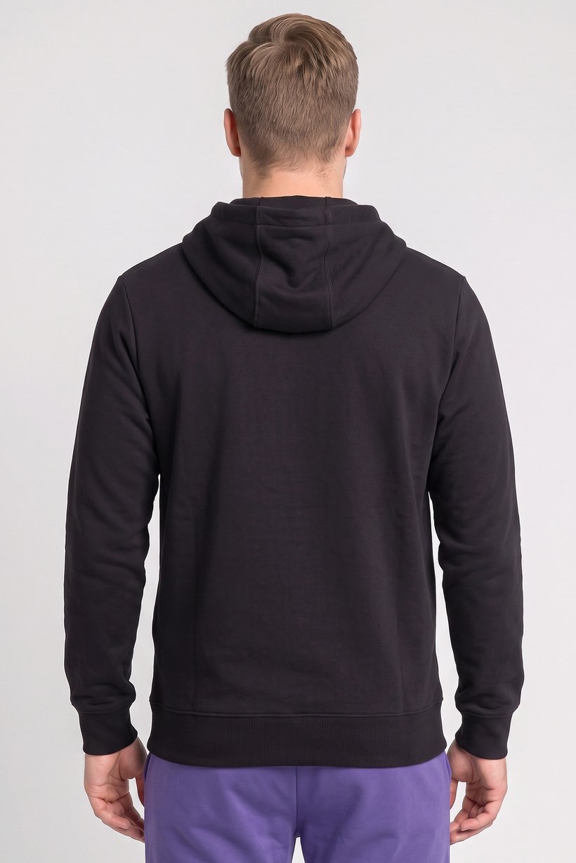 Men Sportswear Fit Brand Logo Outdoor Hoodie, Black