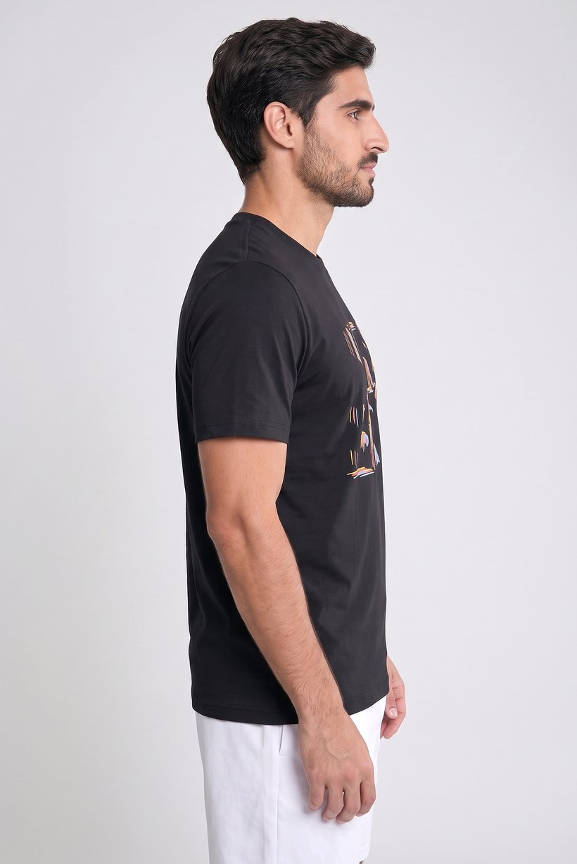 Men Sportswear Fit Short Sleeve Outdoor T-Shirt, Black