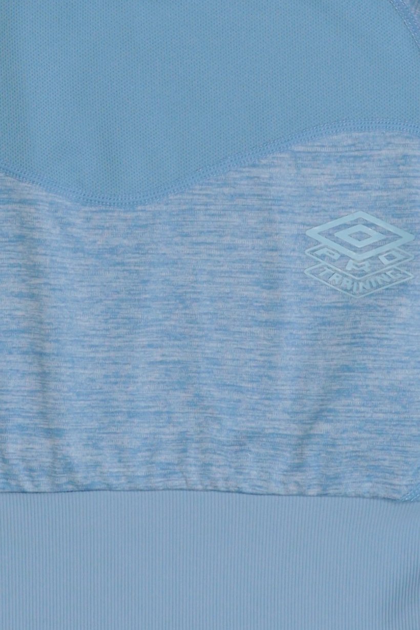 Women Sportswear Fit Long Sleeve Training Crop Top, Heather Blue