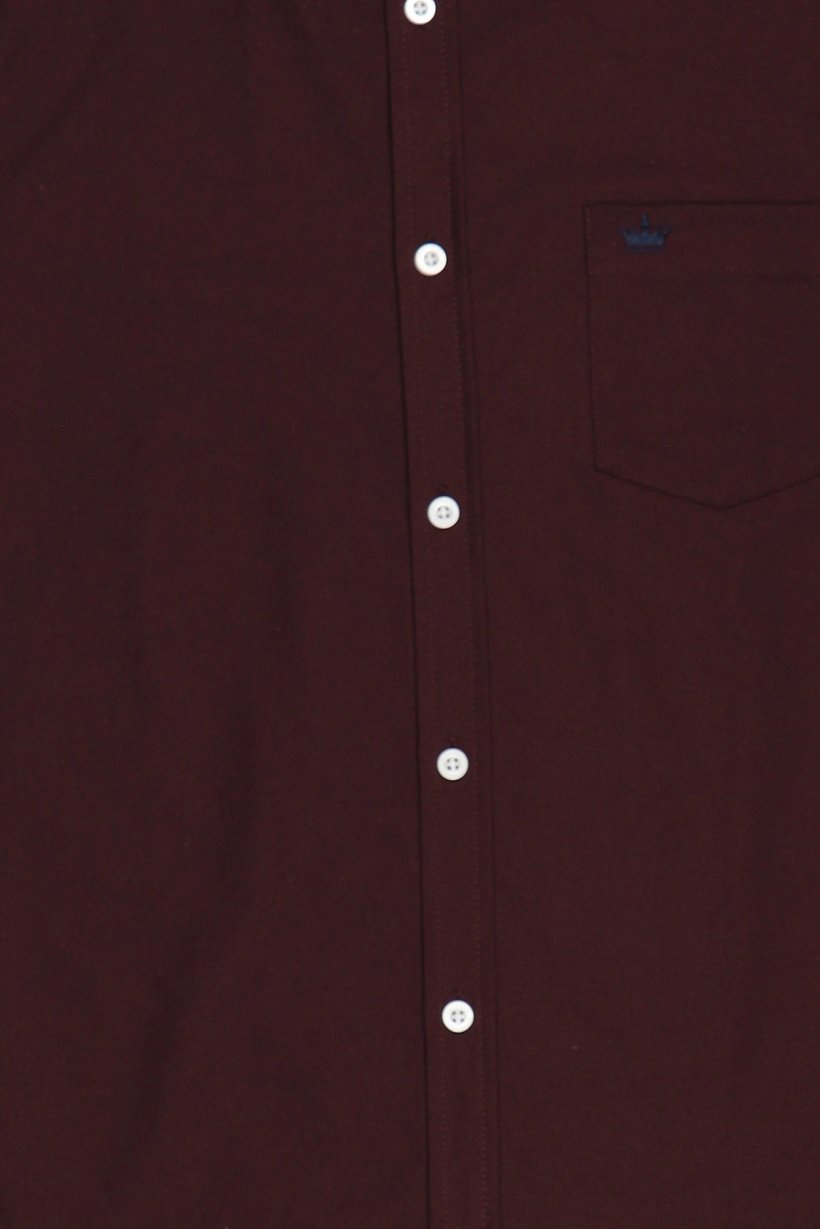 Men Regular Fit Embroidered Logo Short Sleeve Casual Shirt,  Burgundy