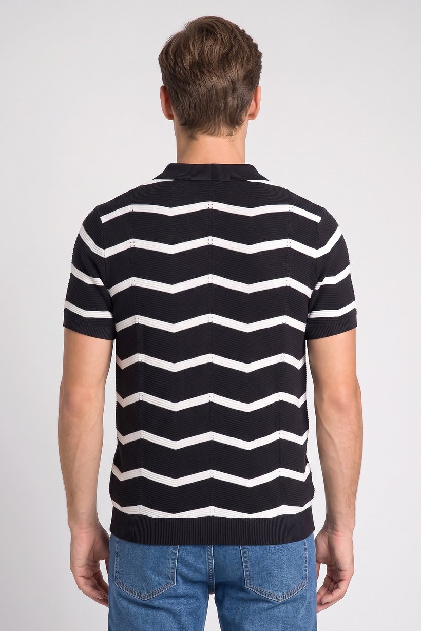 Men Regular Fit Short Sleeve Knitted Shirt, Multicolor