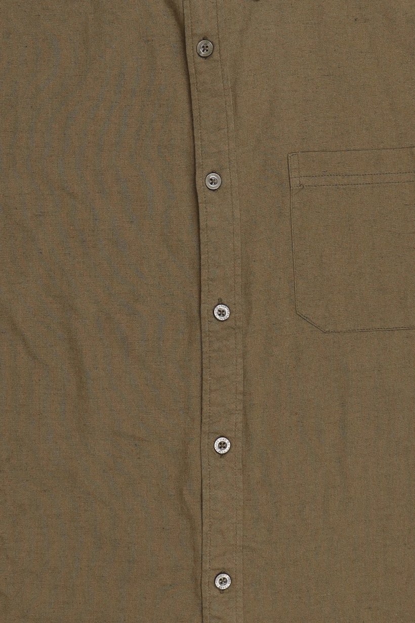 Men Regular Fit Plain Short Sleeve Casual Shirt, Olive