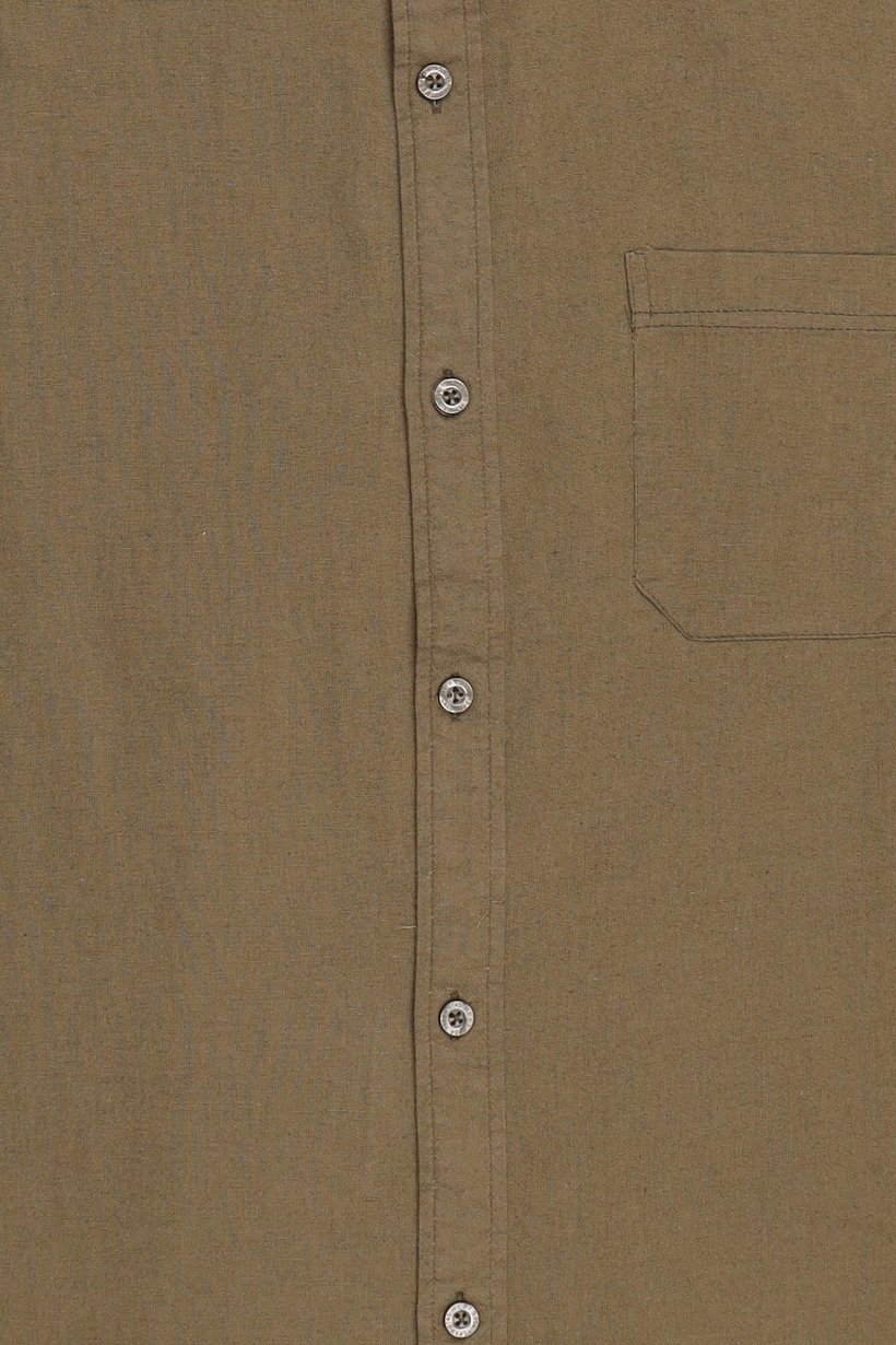 Men Regular Fit Short Sleeve Plain Casual Shirt, Olive