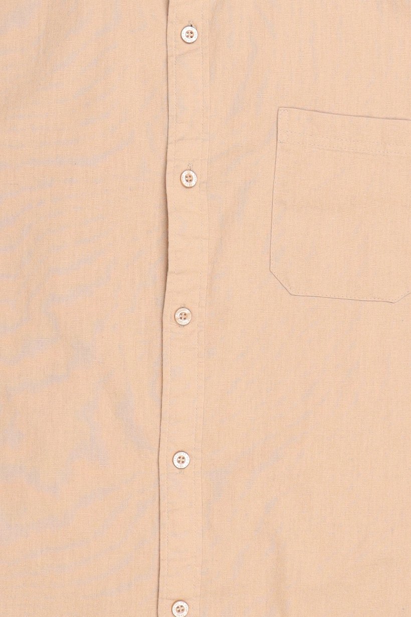 Men Regular Fit Short Sleeve Plain Casual Shirt, Beige