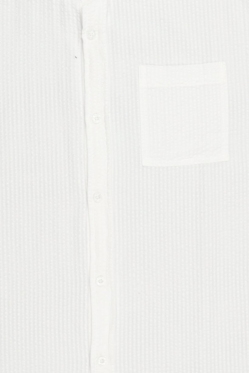 Men Regular Fit Short Sleeve Textured Casual Shirt, White