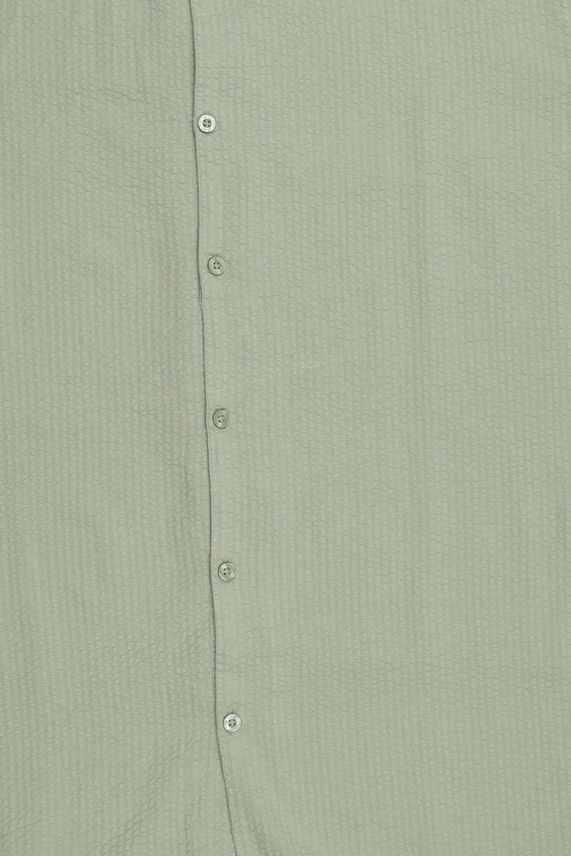 Men Regular Fit Textured Short Sleeve Casual Shirt, Sage Green