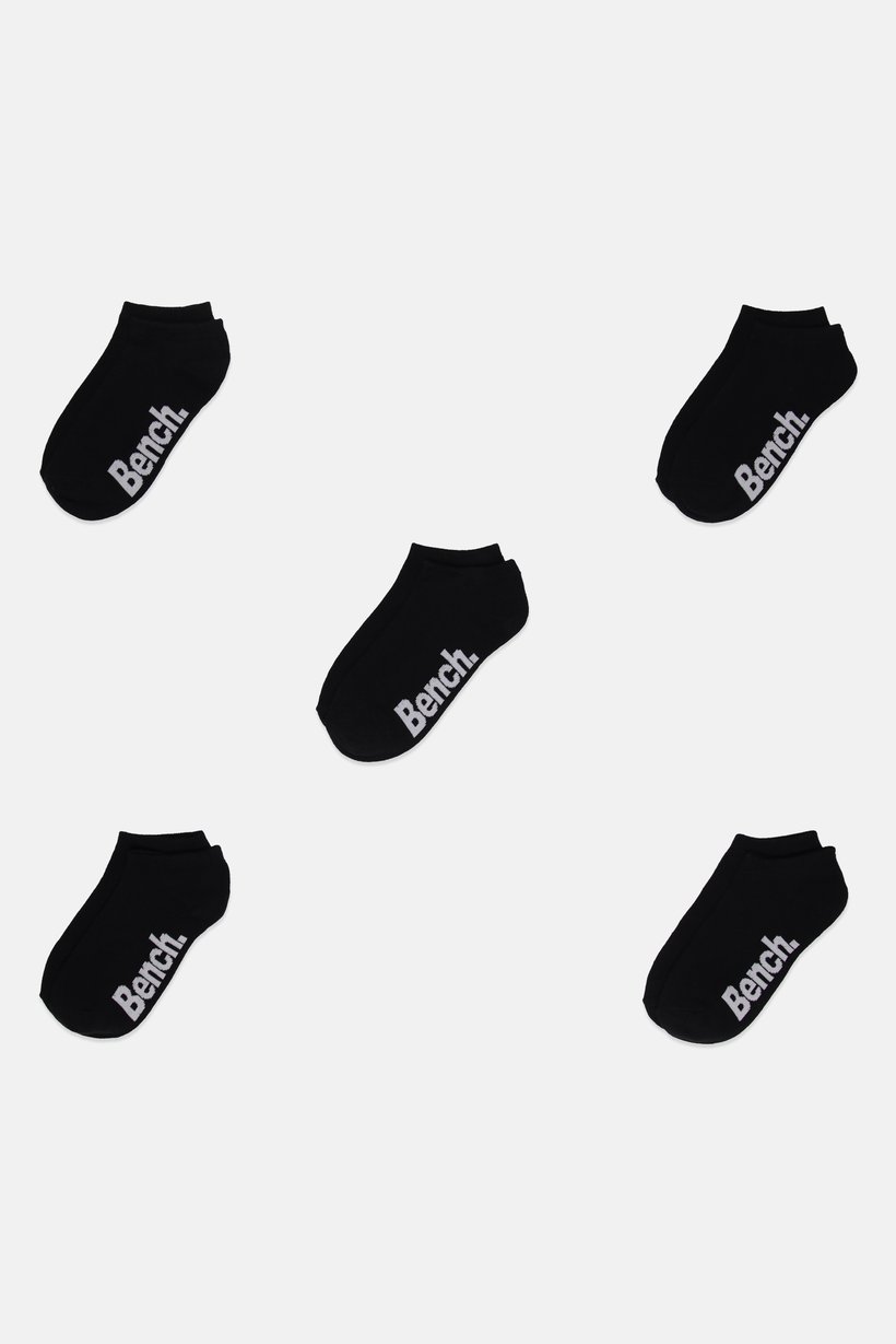 Kids Boy 5 Pairs Brand Logo Crew Socks, Black