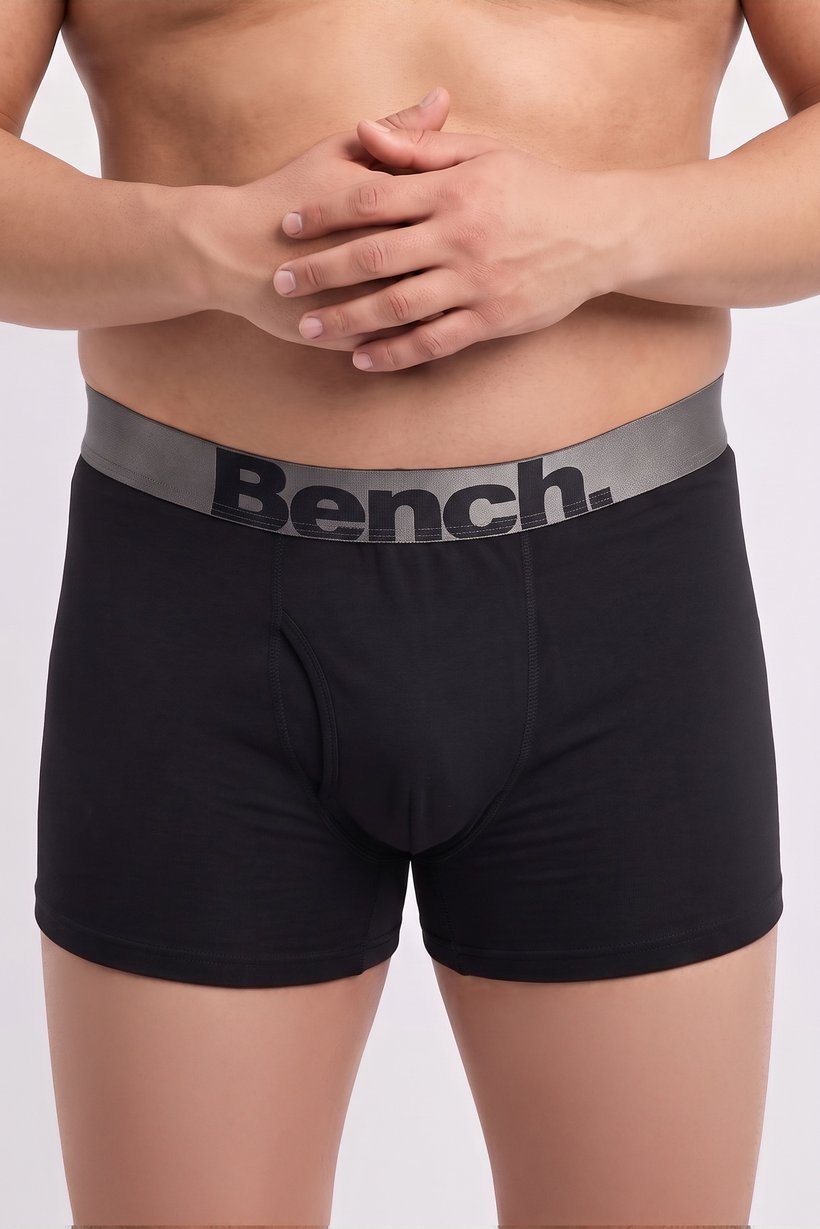 Men 3 Piece Brand Logo Boxer Briefs, Black