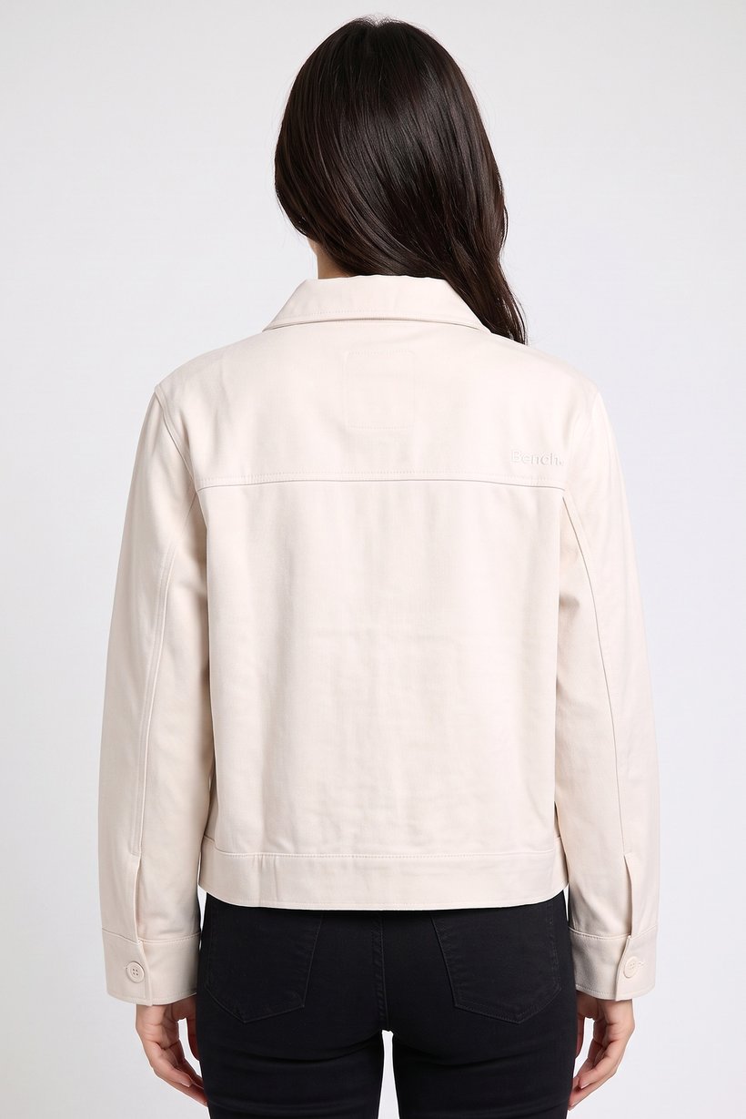 Women Plain Jacket Shirt, Beige
